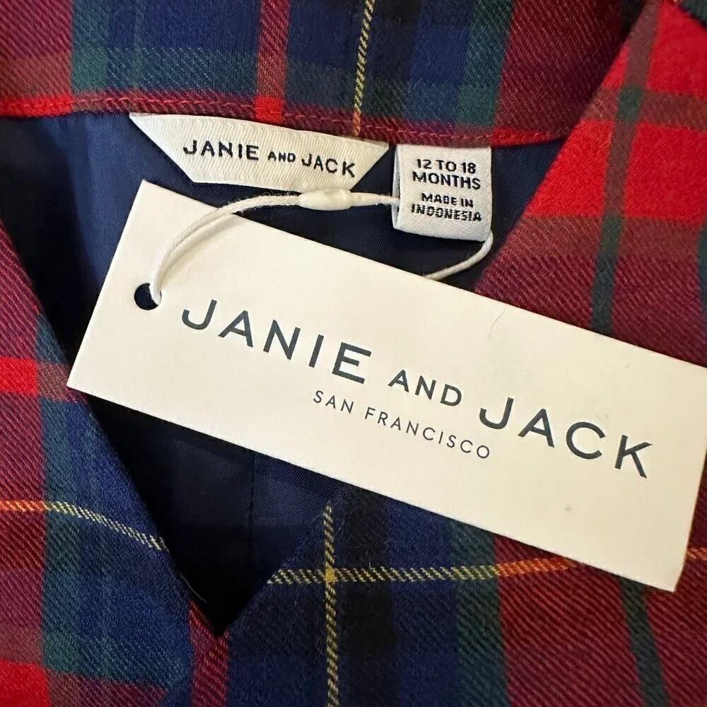 NWT Janie and Jack wool plaid holiday vest